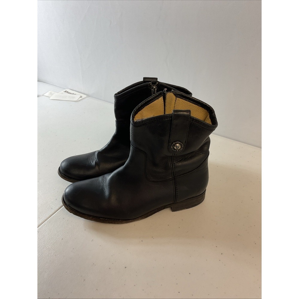 Frye Melissa Button Short Zipper Black Boots Size 8B Grunge Y2k Moto - Picture 2 of 14